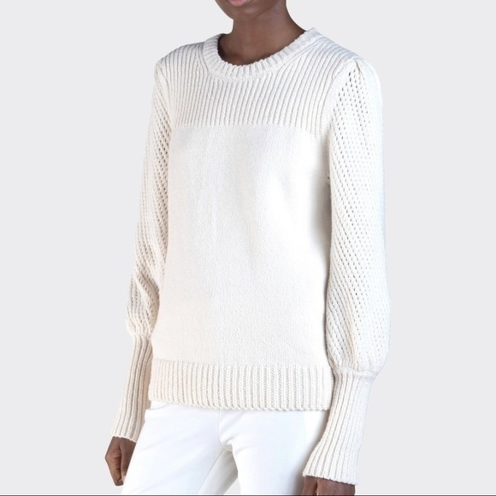 DEREK LAM 10 CROSBY Ella Puff Sleeve Sweater Ivory - Picture 1 of 11